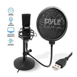 Pyle PDMIKT120 USB Audio Cardioid Condenser Mic w/Desktop Stand and Pop Filter